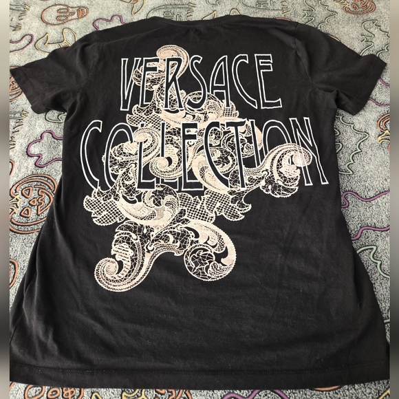 Authentic Versace Collection T-Shirt Black Baroque Graphic Logo Size M